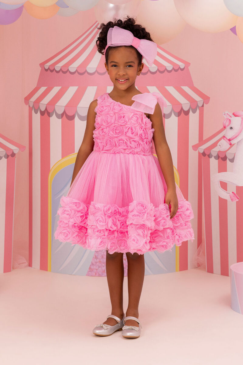 CandyPink Girls Dress with Tulle 3-7 AGE - 1