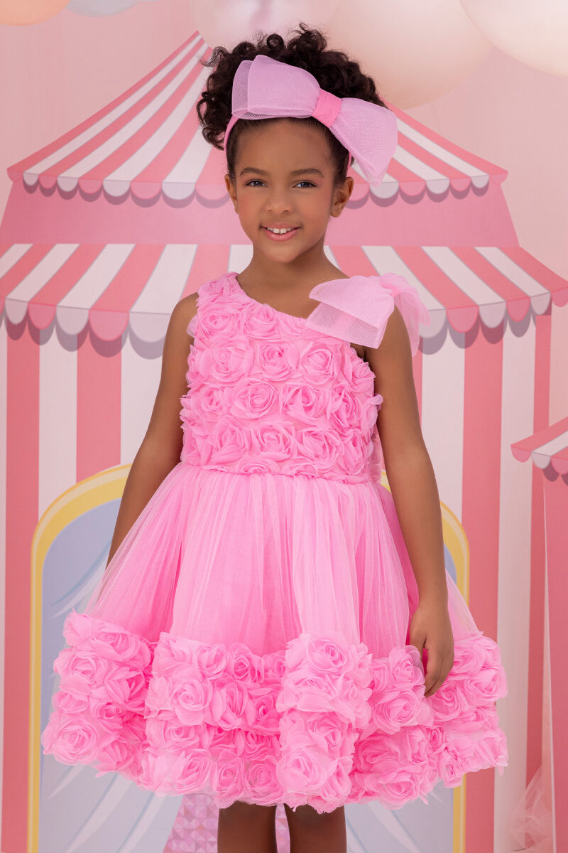 CandyPink Girls Dress with Tulle 3-7 AGE - 7