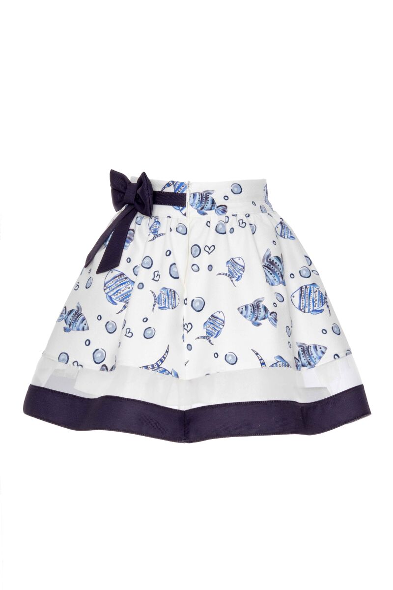 Blue Girl Submarine Themed Suit With Skirt And T-shirt 2-6 AGE - 9