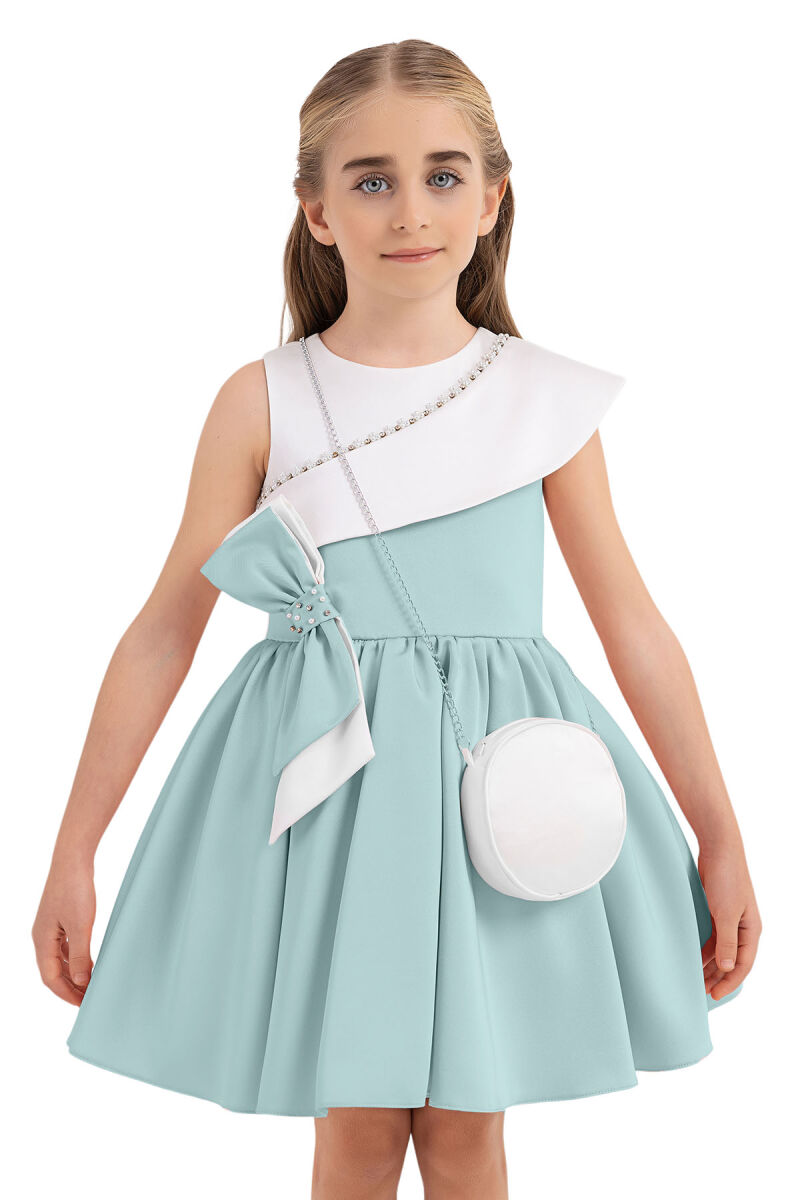 Mint Scarf-collar Dress for Girls 4-8 AGE - 5