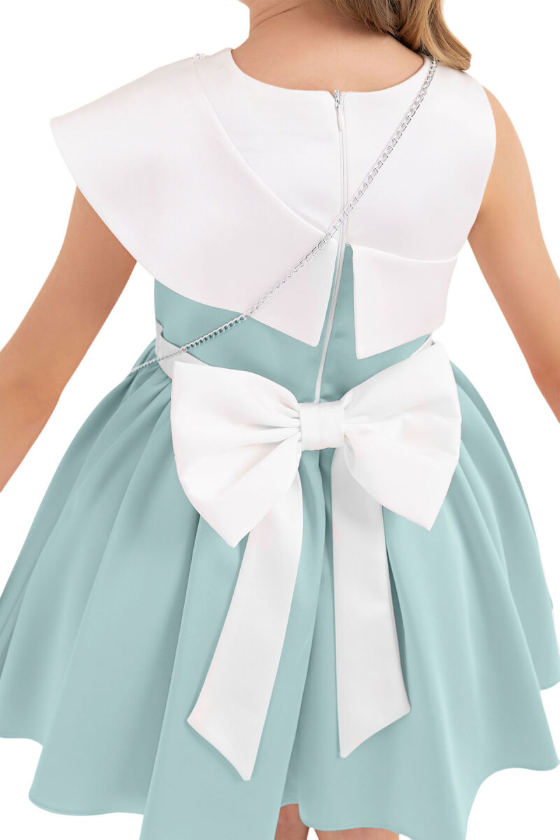 Mint Scarf-collar Dress for Girls 4-8 AGE - 6