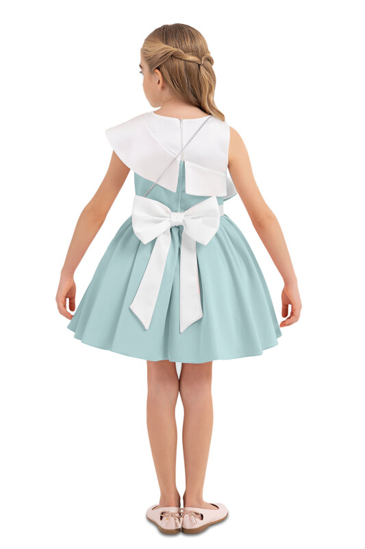 Mint Scarf-collar Dress for Girls 4-8 AGE - 7