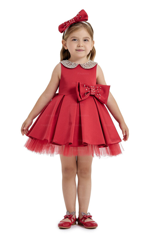 Red Baby Collored Satin Dress 6-12-18 MONTH - 1