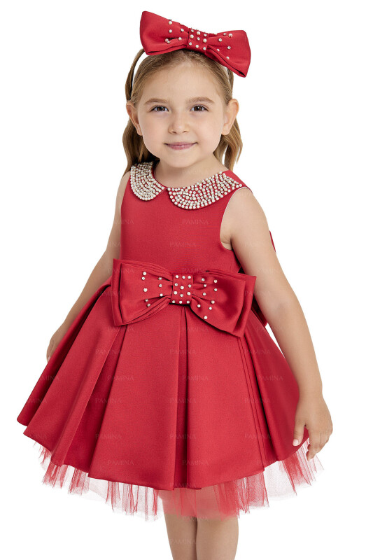 Red Baby Collored Satin Dress 6-12-18 MONTH - 2