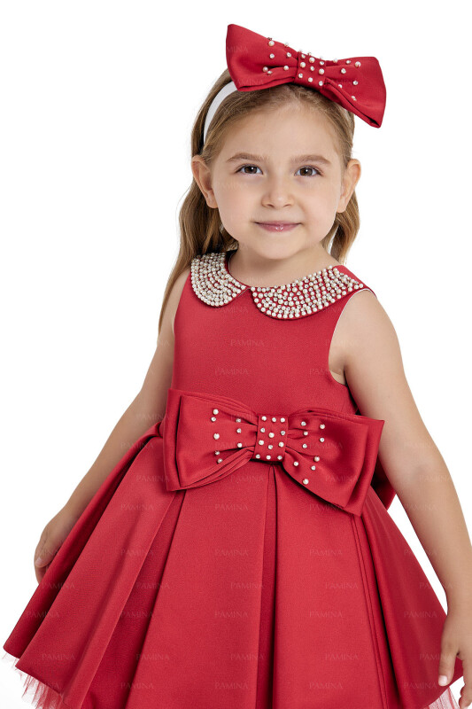 Red Baby Collored Satin Dress 6-12-18 MONTH - 3