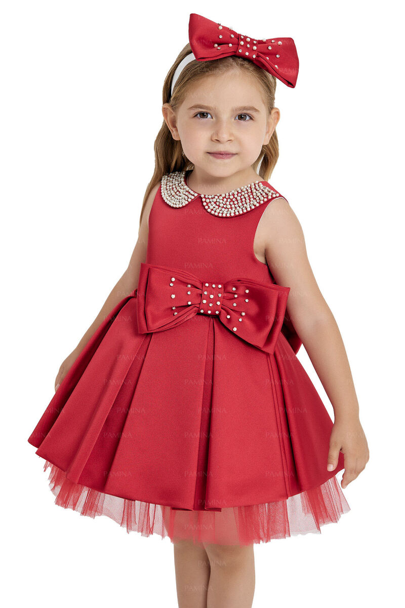 Red Baby Collored Satin Dress 6-12-18 MONTH - 4