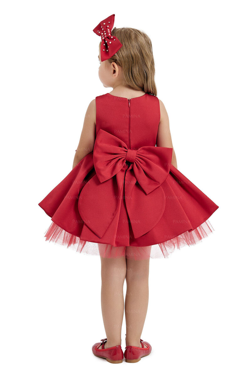 Red Baby Collored Satin Dress 6-12-18 MONTH - 5
