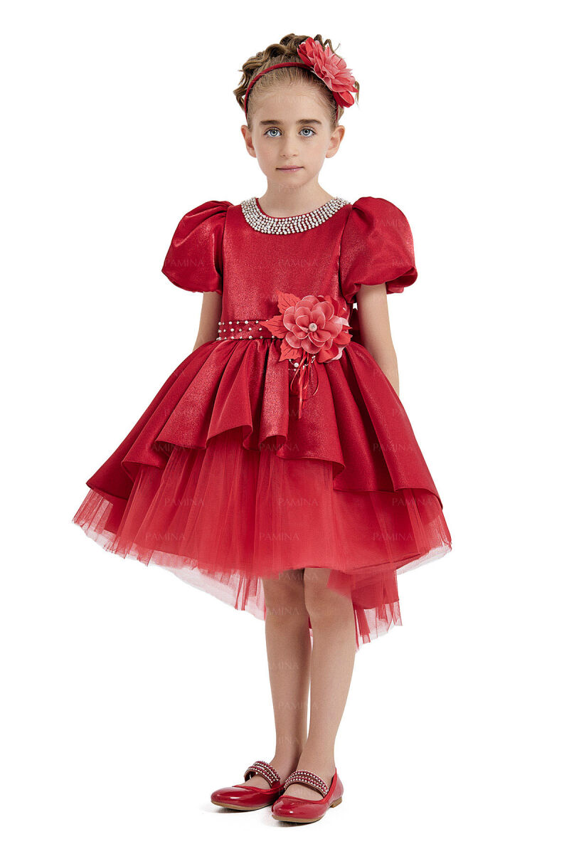 Red Layered Skirted Dress 4-8 AGE - 2