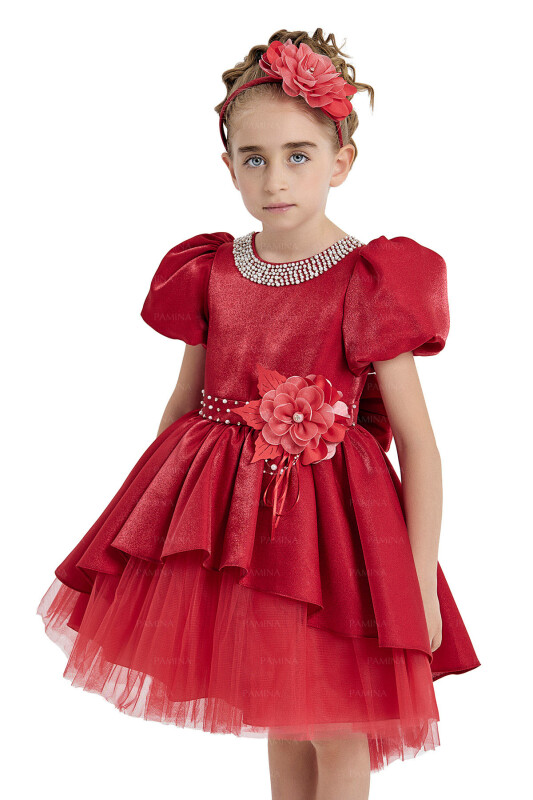 Red Layered Skirted Dress 4-8 AGE - 3