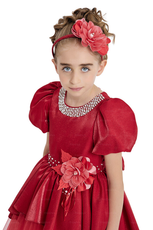 Red Layered Skirted Dress 4-8 AGE - 4