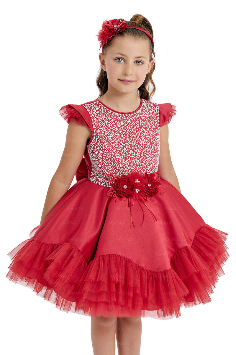 Red Pearl Plated Dress 4-8 AGE - 3