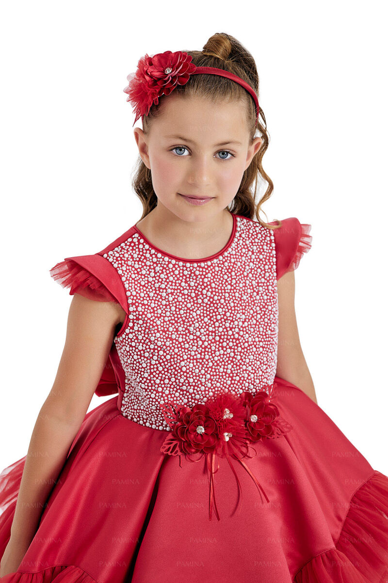 Red Pearl Plated Dress 4-8 AGE - 4