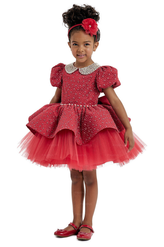 Red Baby Collared and Tutu Dress 2-6 AGE - 2