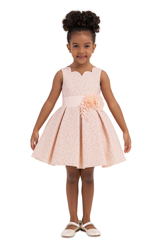 Salmon Scallop-Collar Dress for Girls 2-6 AGE - 1