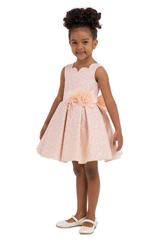 Salmon Scallop-Collar Dress for Girls 2-6 AGE - 2