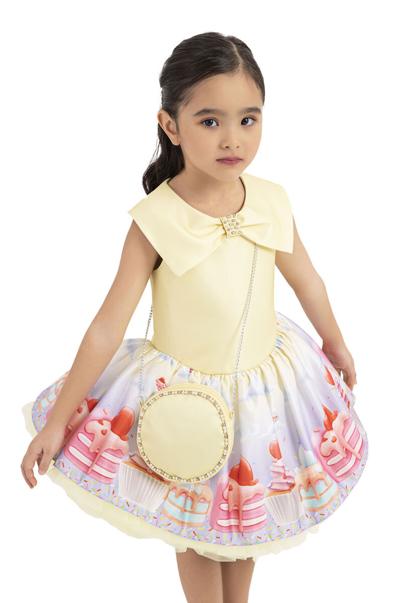 Yellow Cupcake printed dress for girls 2-6 AGE - 6