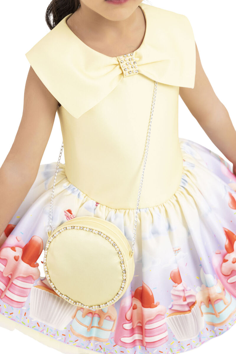 Yellow Cupcake printed dress for girls 2-6 AGE - 7