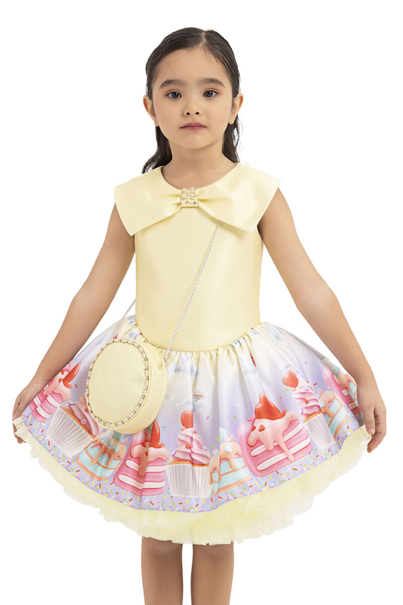 Yellow Cupcake printed dress for girls 2-6 AGE - 8
