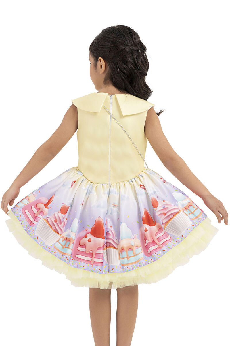 Yellow Cupcake printed dress for girls 2-6 AGE - 9