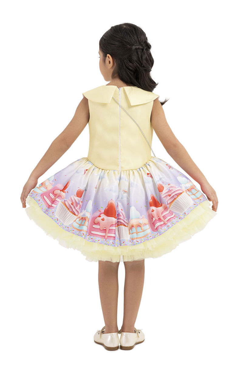 Yellow Cupcake printed dress for girls 2-6 AGE - 10