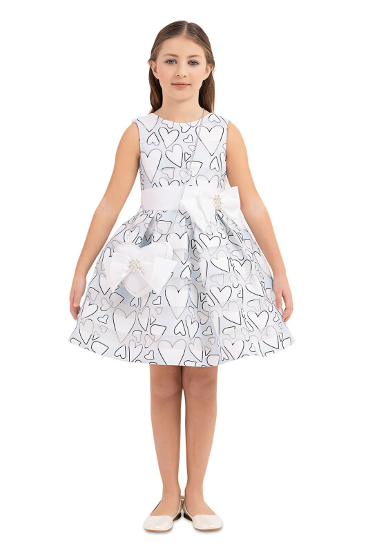 Blue Heart Printed Dress for Girls 4-8 AGE 