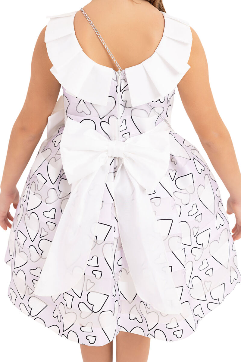 Lilac Heart Printed Dress for Girls 4-8 AGE - 6