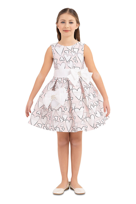 Powder Heart Printed Dress for Girls 4-8 AGE 