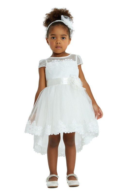 Ecru Girl Dress with Lace Detail 6-12-18 MONTH - 5