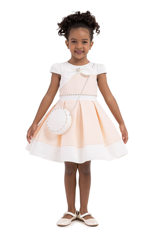 Salmon Moon-sleeved, dress for girls 2-6 AGE 