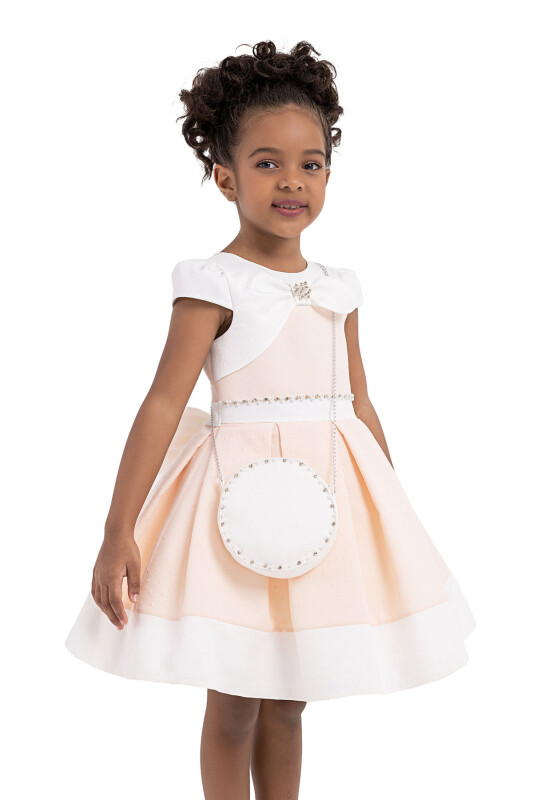Salmon Moon-sleeved, dress for girls 2-6 AGE - 3