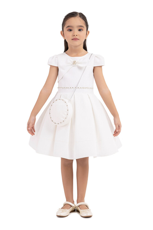 Ecru Moon-sleeved, dress for girls 2-6 AGE - 1