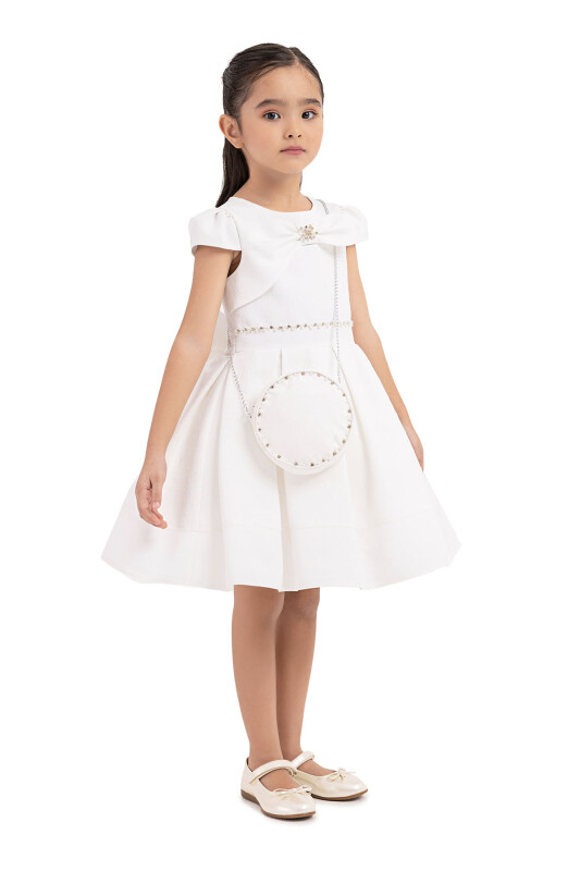 Ecru Moon-sleeved, dress for girls 2-6 AGE - 2