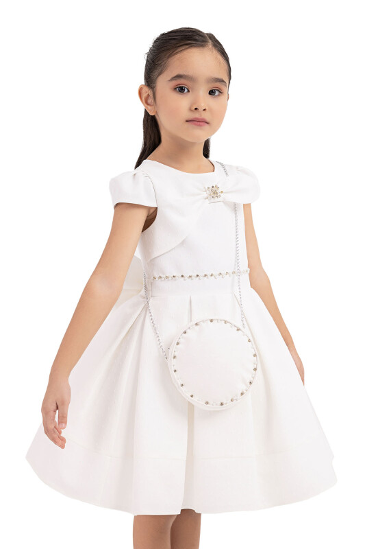 Ecru Moon-sleeved, dress for girls 2-6 AGE - 3