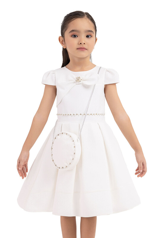 Ecru Moon-sleeved, dress for girls 2-6 AGE - 4