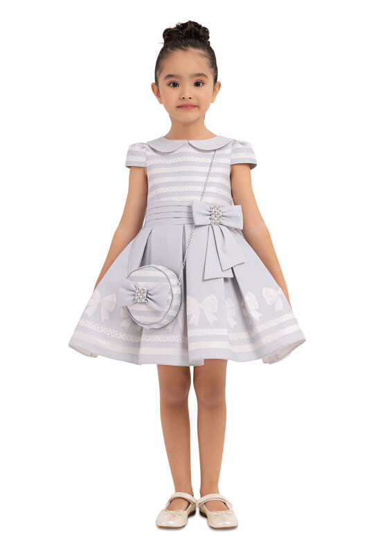 Grey Baby-collar Dress for Girls 2-6 AGE 