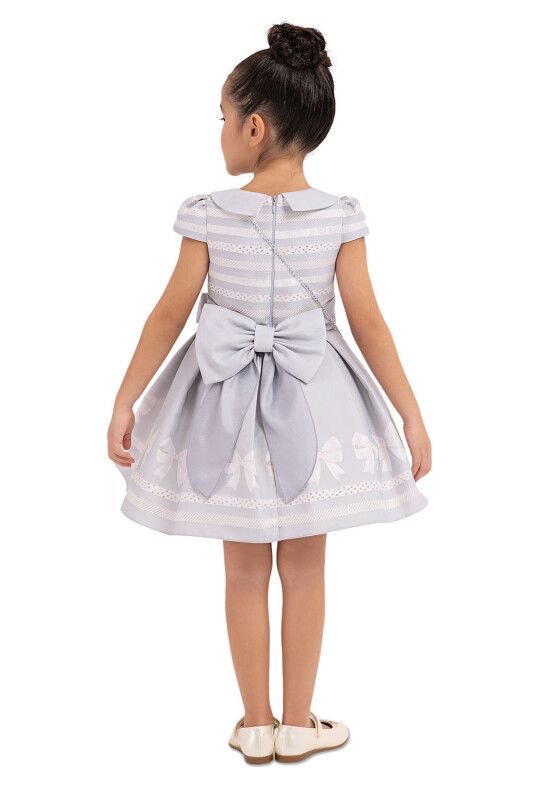 Grey Baby-collar Dress for Girls 2-6 AGE - 7