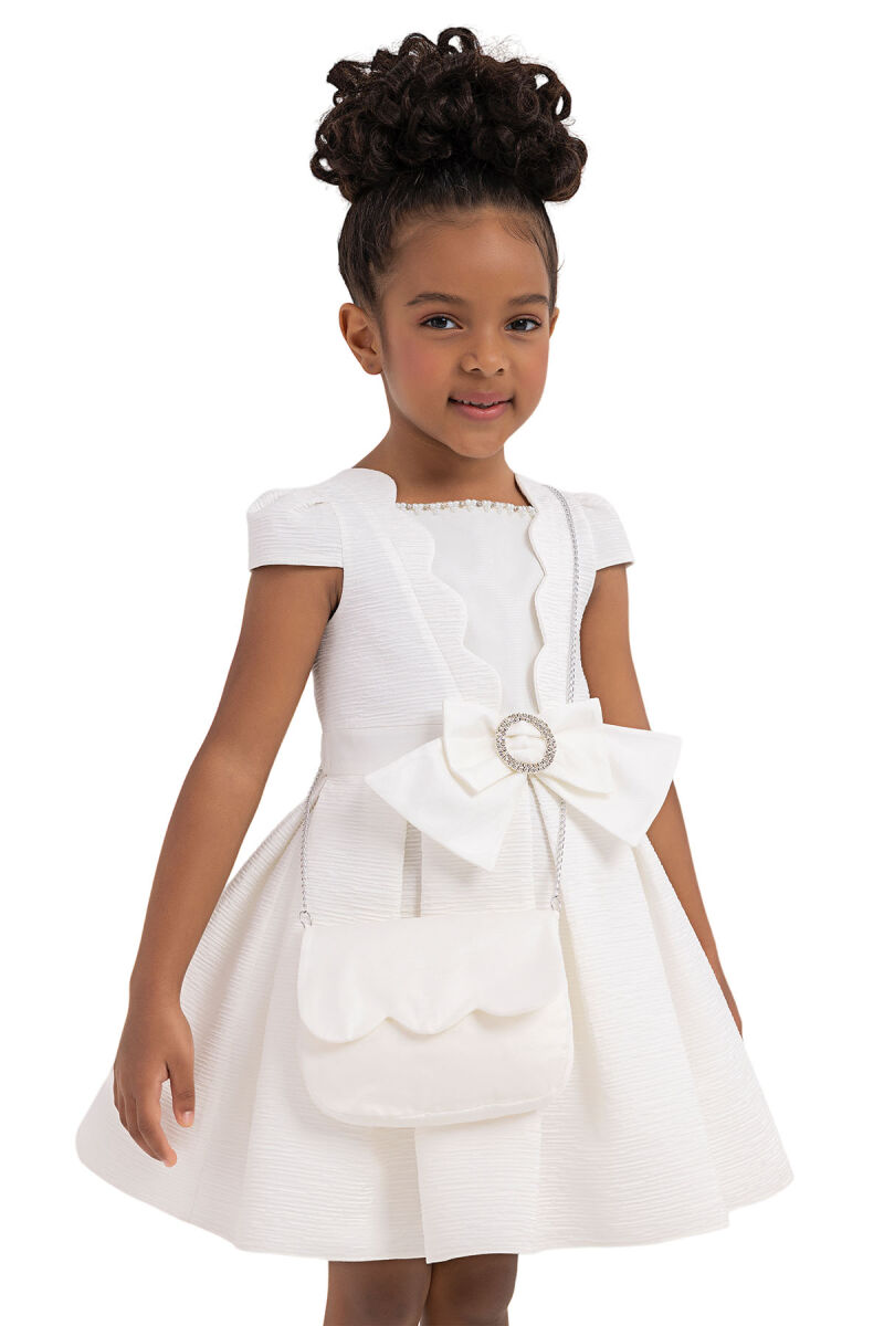 Ecru Moon-sleeved dress for girls 2-6 AGE - 3
