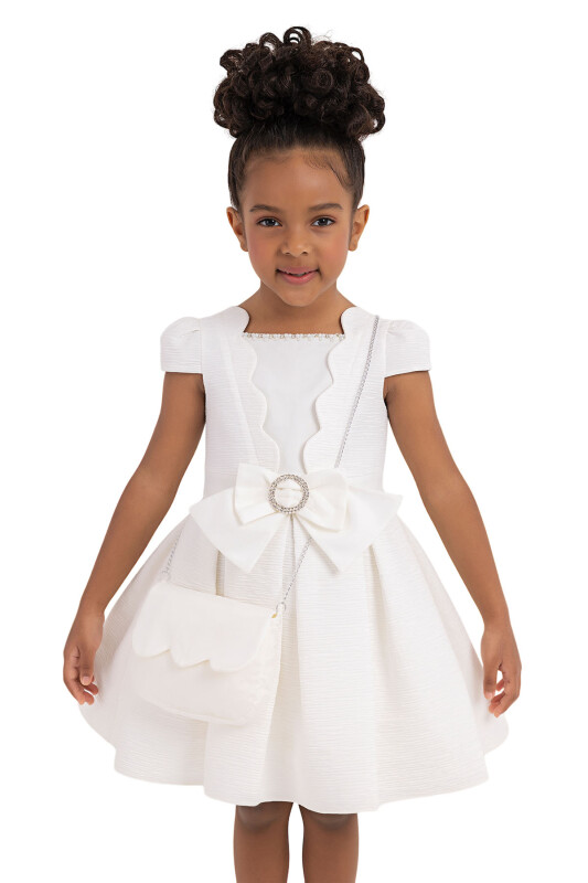 Ecru Moon-sleeved dress for girls 2-6 AGE - 5
