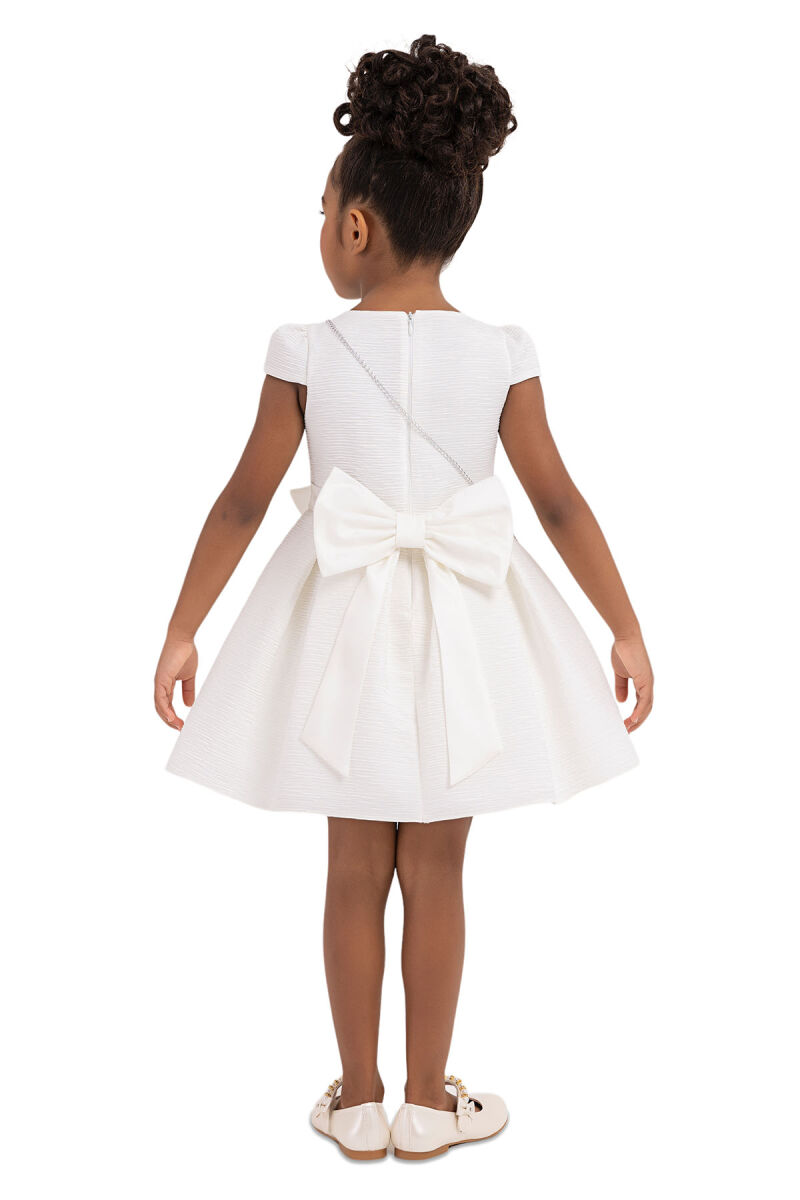Ecru Moon-sleeved dress for girls 2-6 AGE - 8