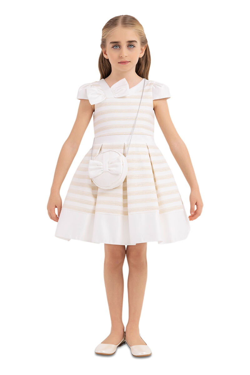 Gold Moon-sleeved dress for girls 4-8 AGE - 1