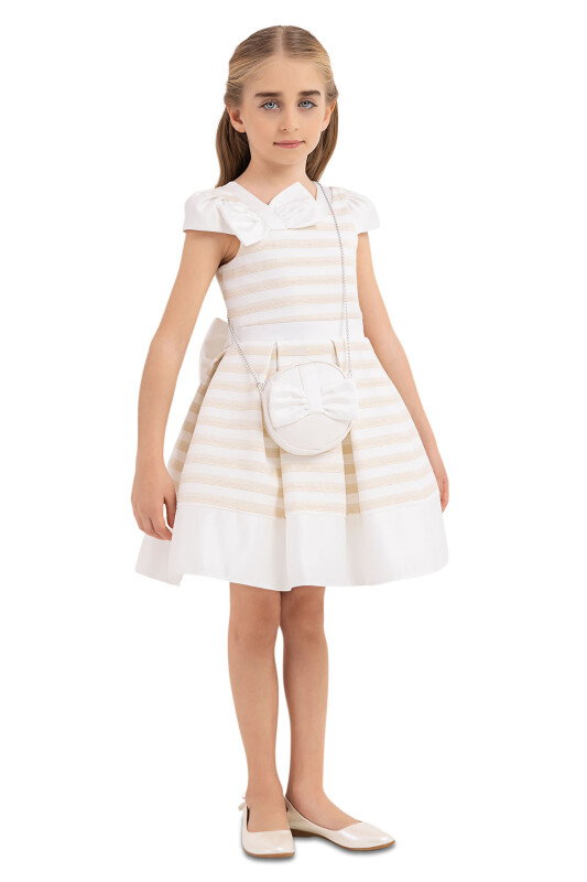 Gold Moon-sleeved dress for girls 4-8 AGE - 2