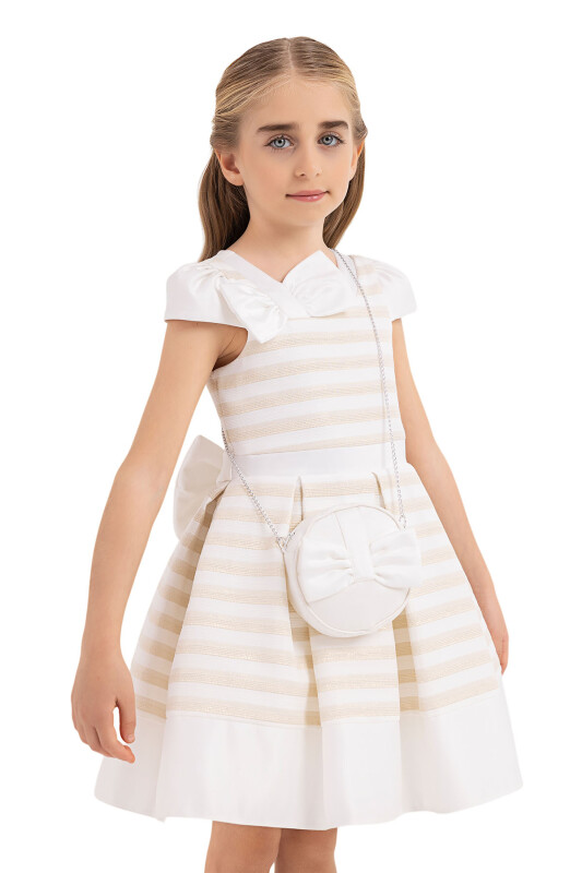 Gold Moon-sleeved dress for girls 4-8 AGE - 3