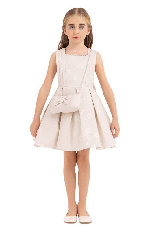 Beige Sleeveless dress for girls 4-8 AGE - 1