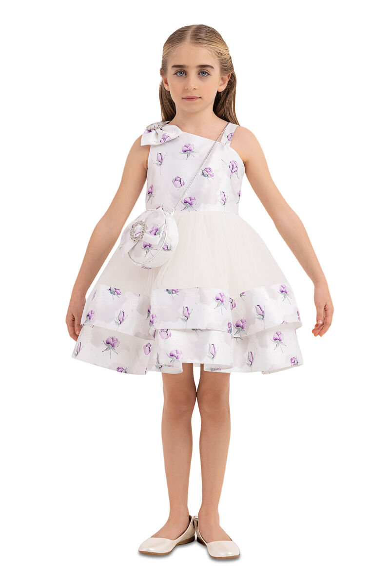 Lilac dress with tulle skirt for girls 4-8 AGE - 1