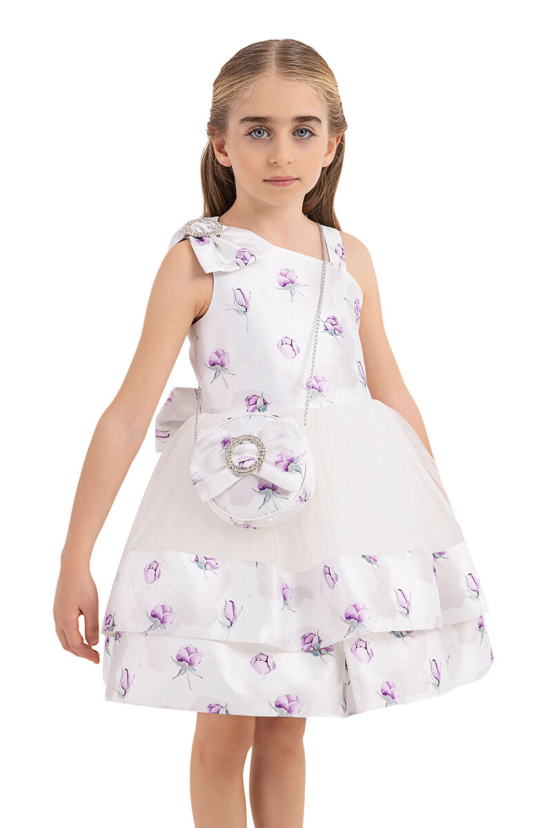 Lilac dress with tulle skirt for girls 4-8 AGE - 3