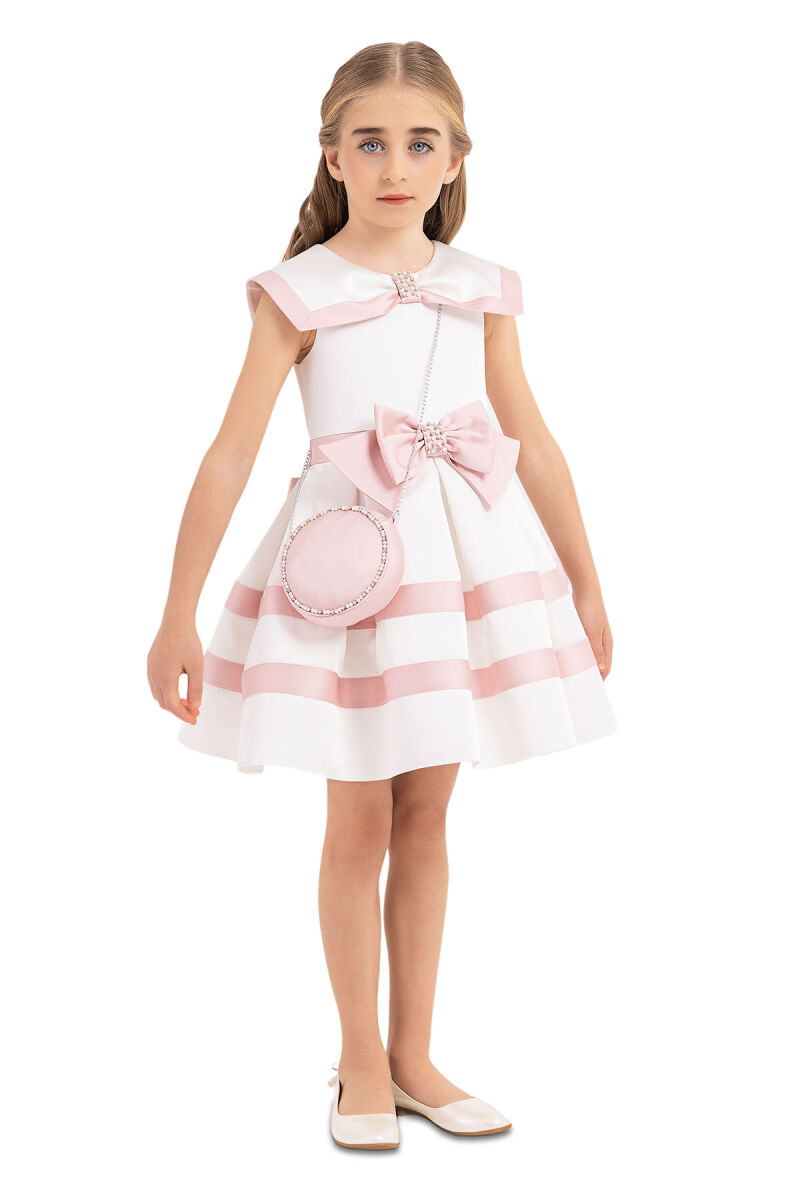 Ecru Sailor-collar dress for girls 4-8 AGE - 2