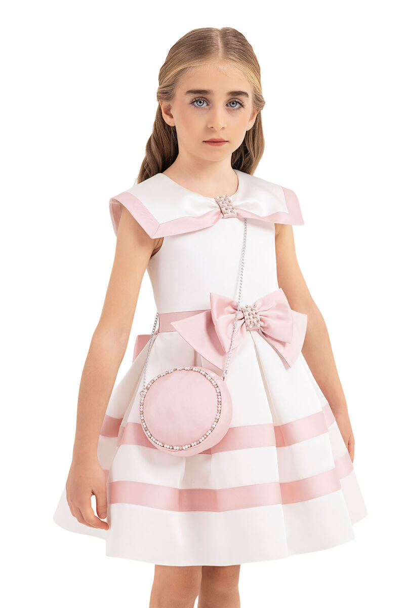 Ecru Sailor-collar dress for girls 4-8 AGE - 3