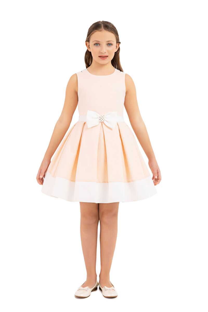 Salmon Strappy dress for girls 8-12 AGE - 1