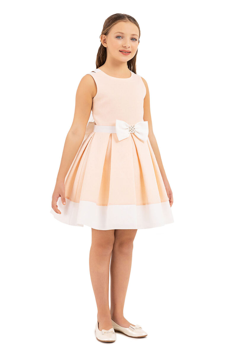 Salmon Strappy dress for girls 8-12 AGE - 2