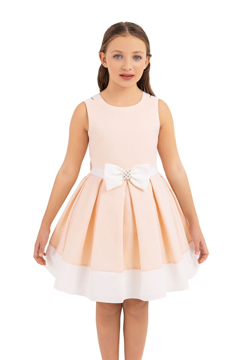 Salmon Strappy dress for girls 8-12 AGE - 3